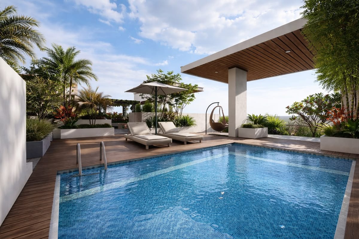 hồ bơi biệt thự sân vườn tại Gò Vấp TP HCM thi công bởi Anh Tuấn Group