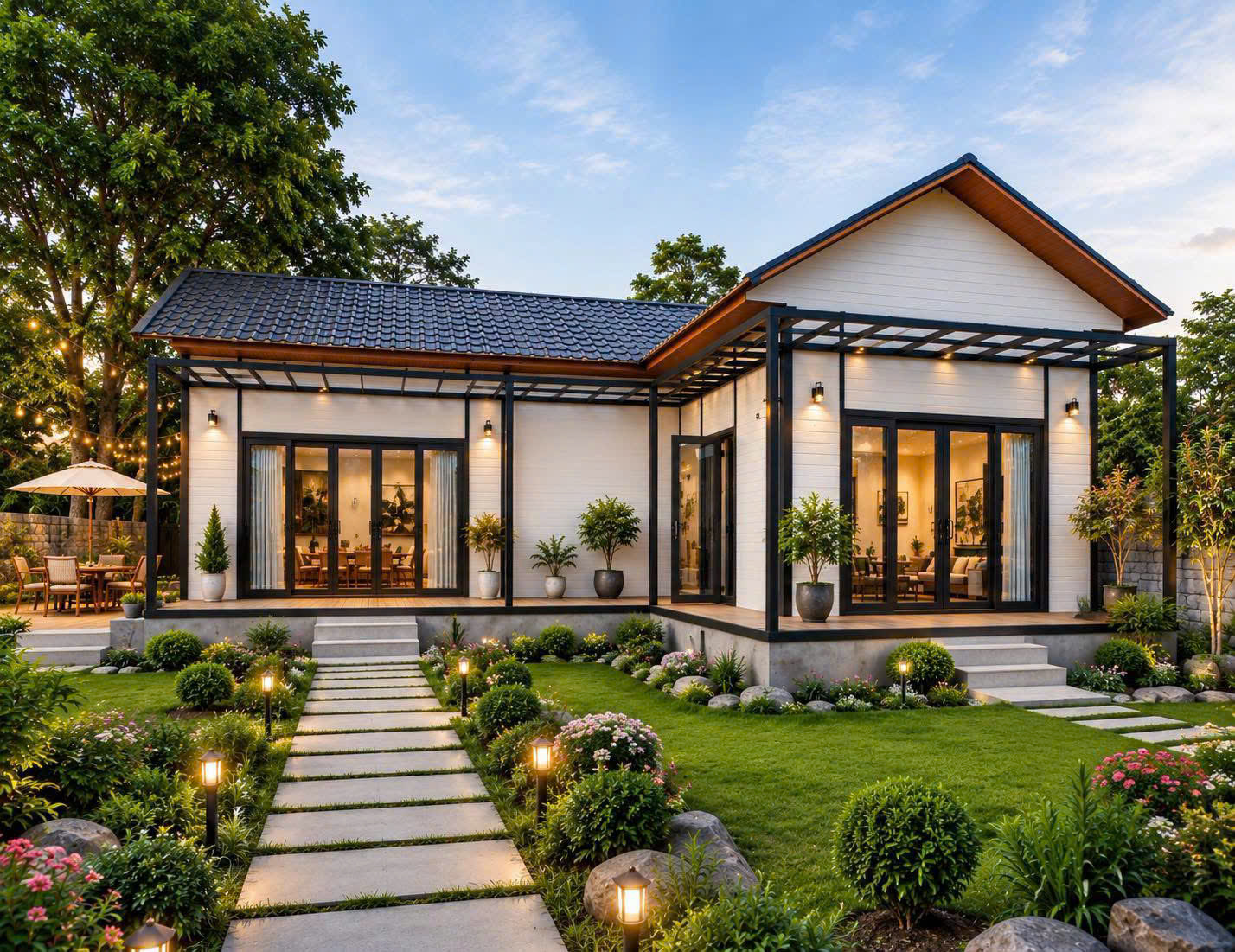 nhà lắp ghép panel mái chữ A tại Hà Nội