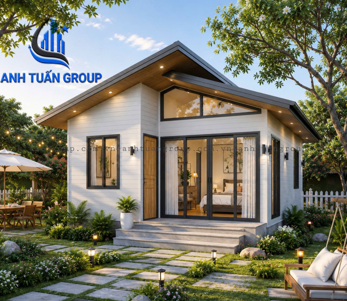 nhà lắp ghép panel mái lệch tại Hà Nội