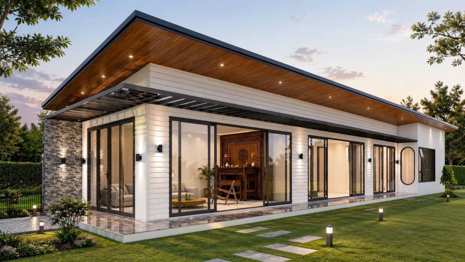 Nhà lắp ghép cấp 4 diện tích 100m² hiện đại