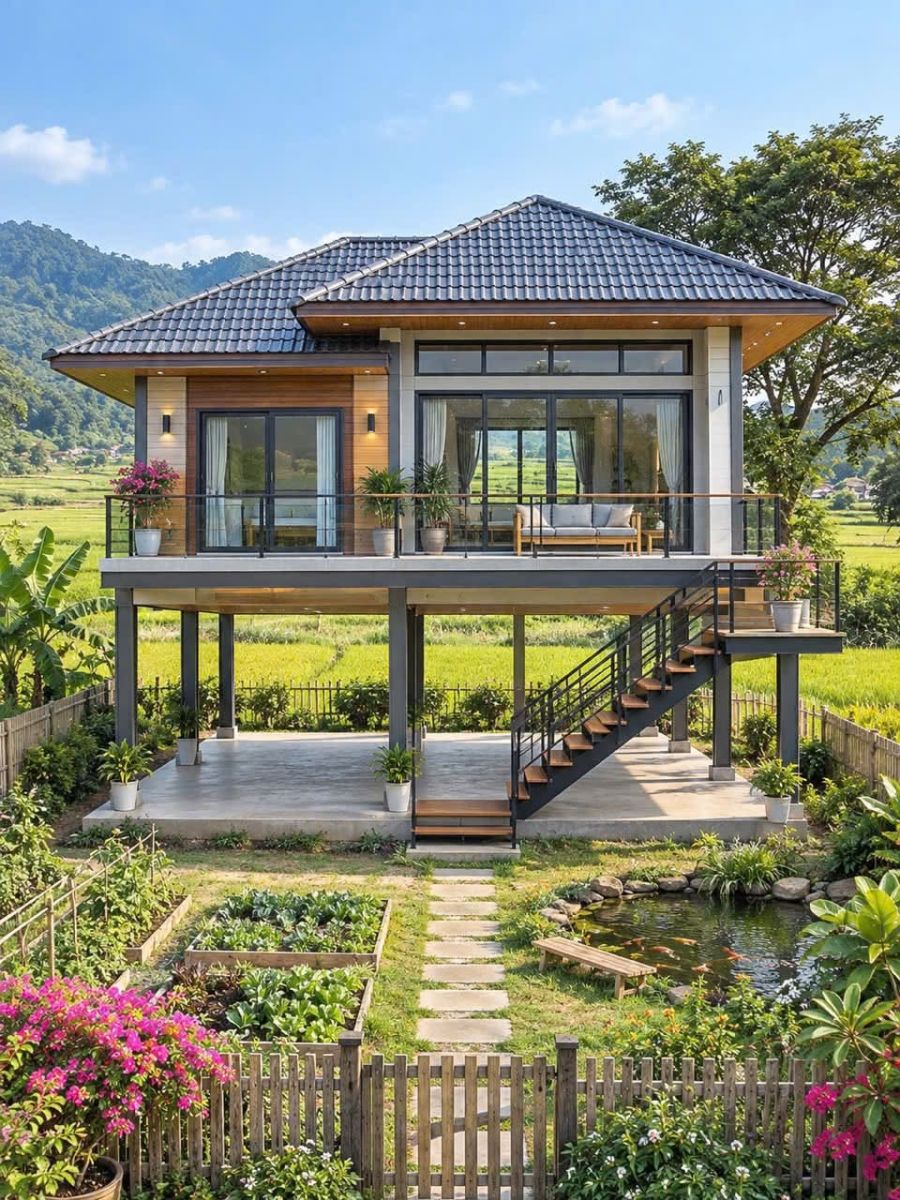 nhà sàn lắp ghép panel tại Cần Thơ đã hoàn thiện bởi Anh Tuấn Group