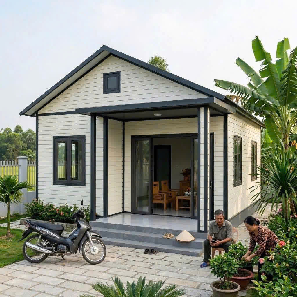 nhà vườn lắp ghép Panel PU Vĩnh Long