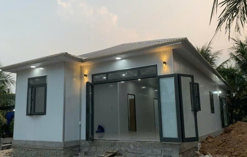 Căn nhà vườn lắp ghép panel 2 phòng ngủ tại Hà Nam thi công bởi Anh Tuấn Group