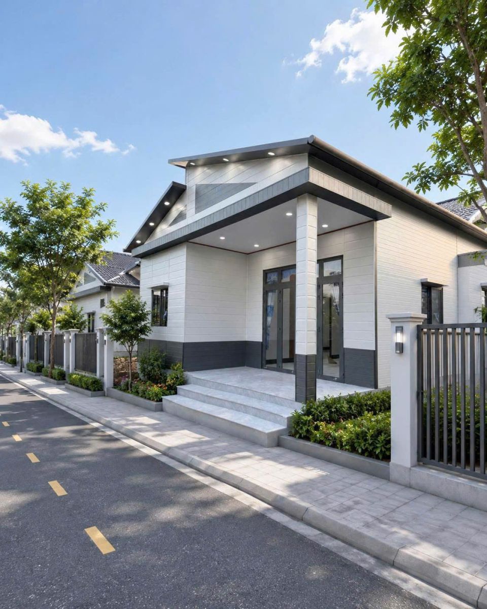 Nhà lắp ghép panel mái lệch tại Bạc Liêu đã thi công bởi Anh Tuấn Group