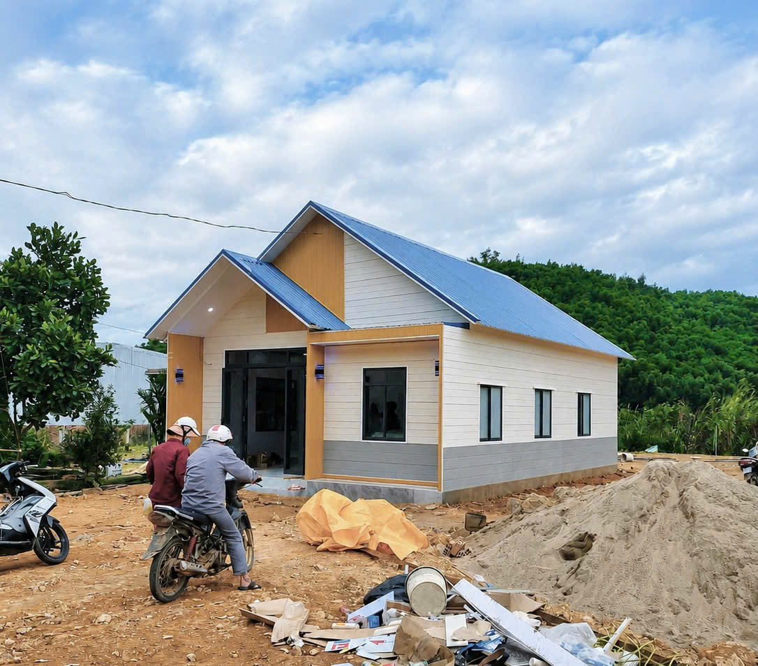 Nhà lắp ghép panel 2 phòng ngủ tại Hậu Giang do Anh Tuấn Group đang thi công