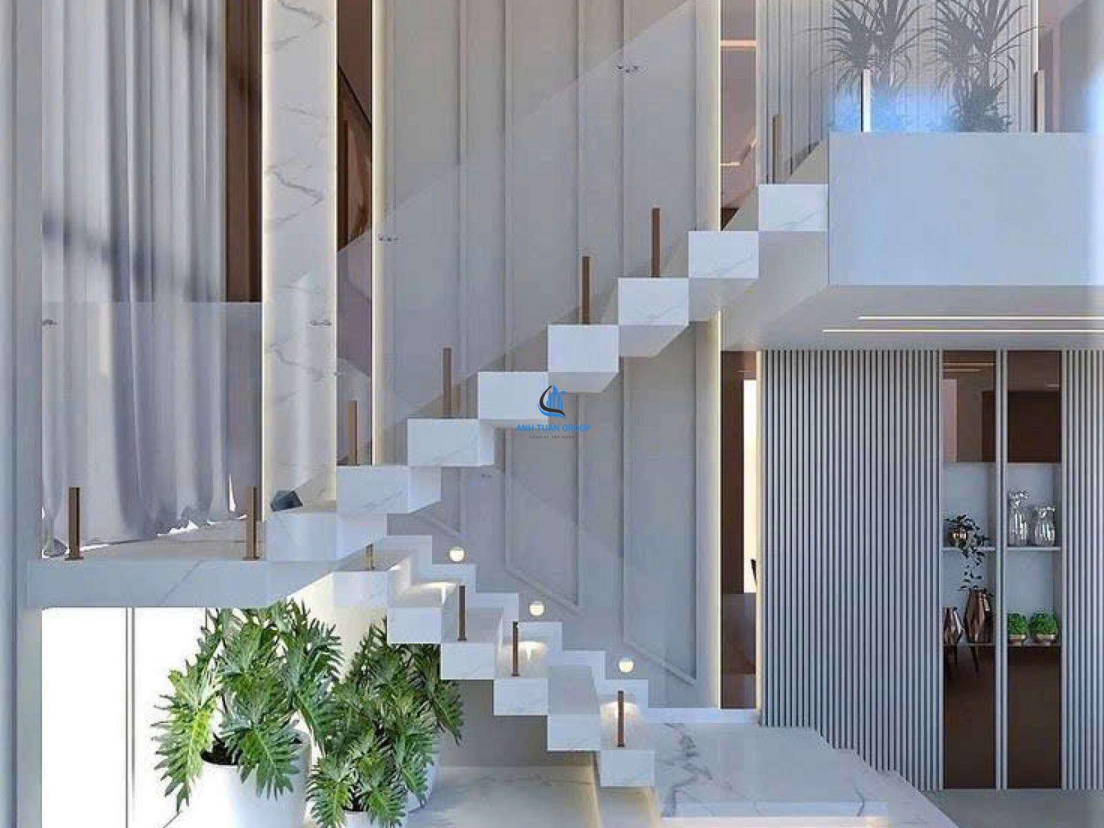 Thi công cầu thang kính quận 11 TP HCM