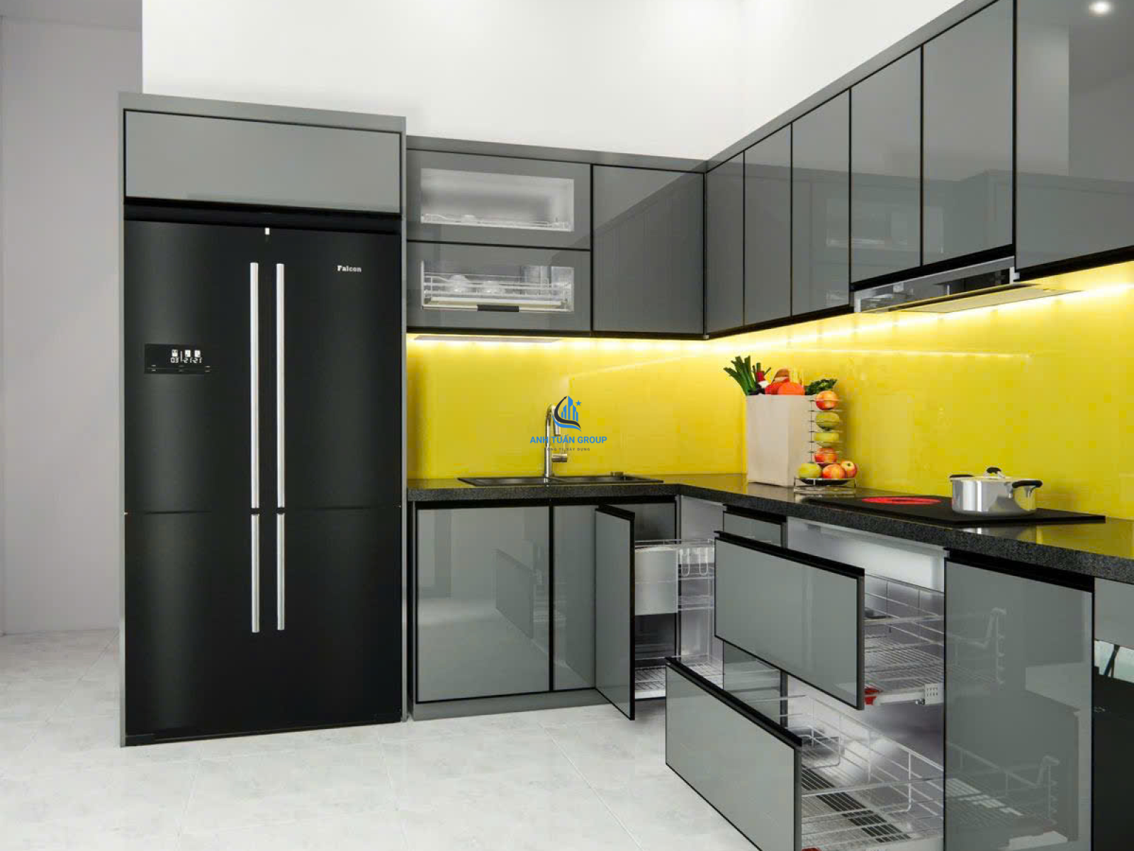 Thi công kính ốp bếp quận 12 TP HCM