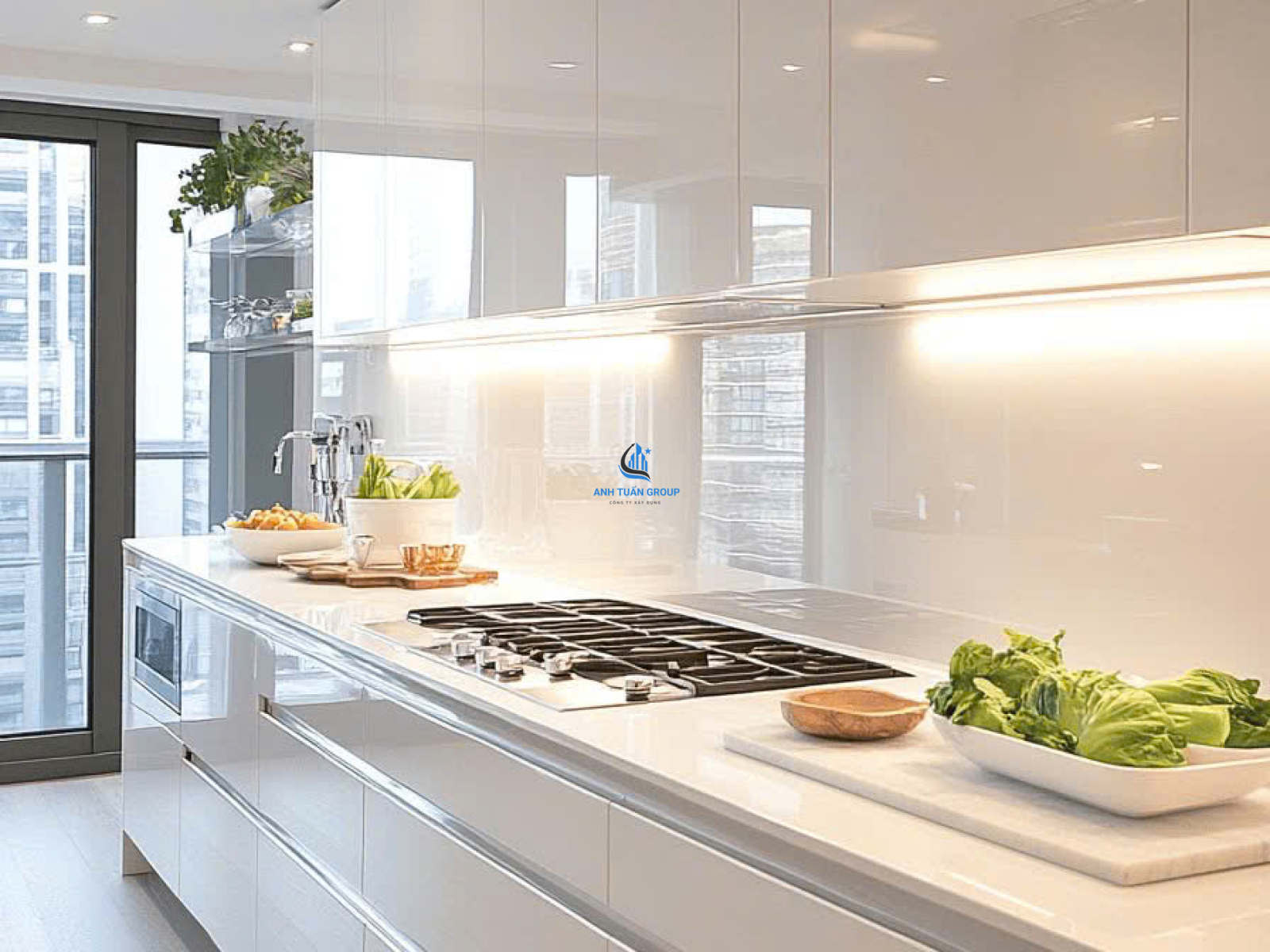 Thi công kính ốp bếp Cần Giờ TP HCM