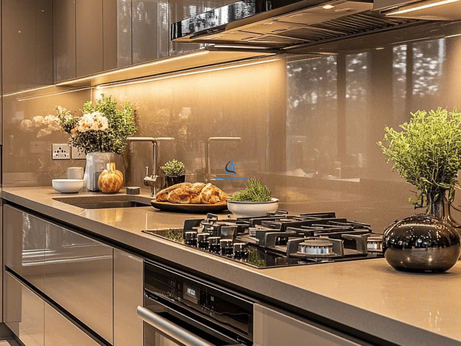 Thi công kính ốp bếp quận 3 TP HCM