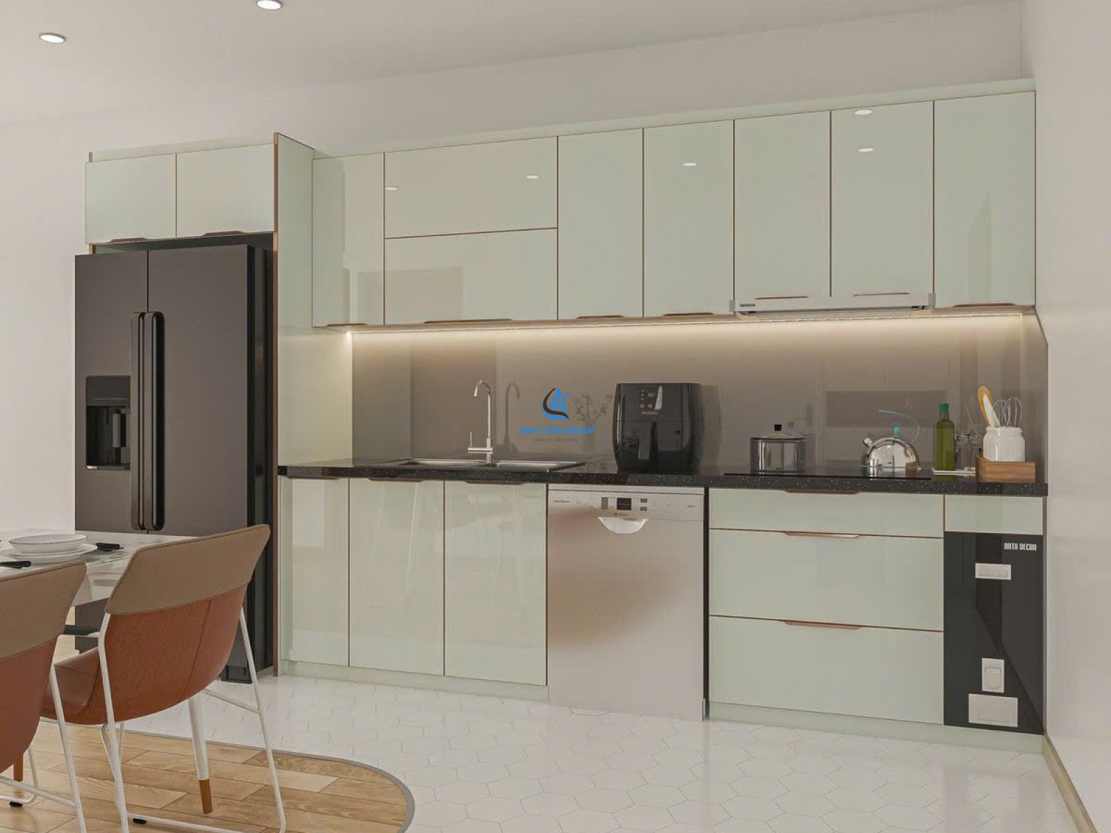 Thi công kính ốp bếp quận 6 TP HCM