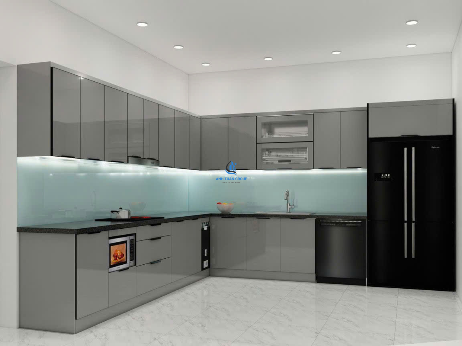 Thi công kính ốp bếp quận 9 TP HCM