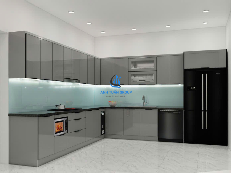 Thi công kính ốp bếp quận 9 TP HCM