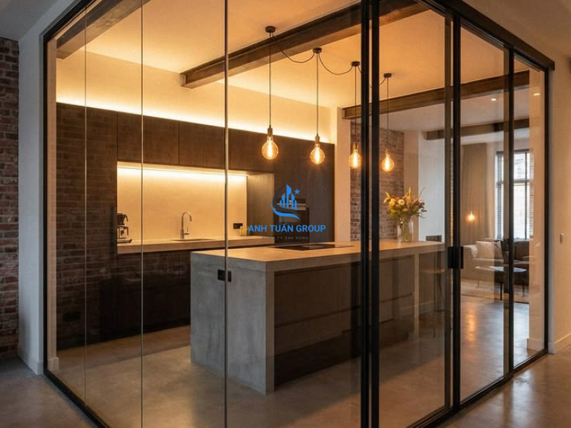 Vách ngăn kính cường lực quận 12